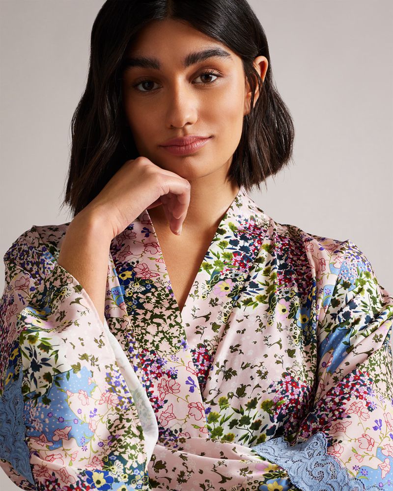 Ted Baker Ablez Floral Satin Robe Nattkläder Dam Rosa | ZXN-075362