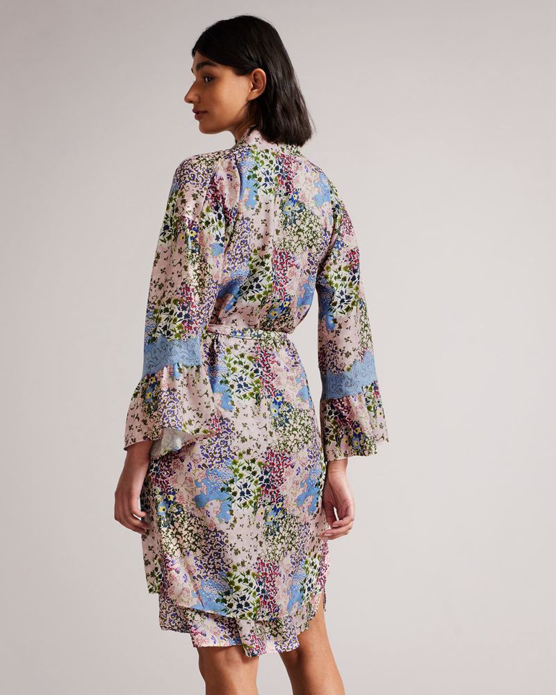 Ted Baker Ablez Floral Satin Robe Nattkläder Dam Rosa | ZXN-075362