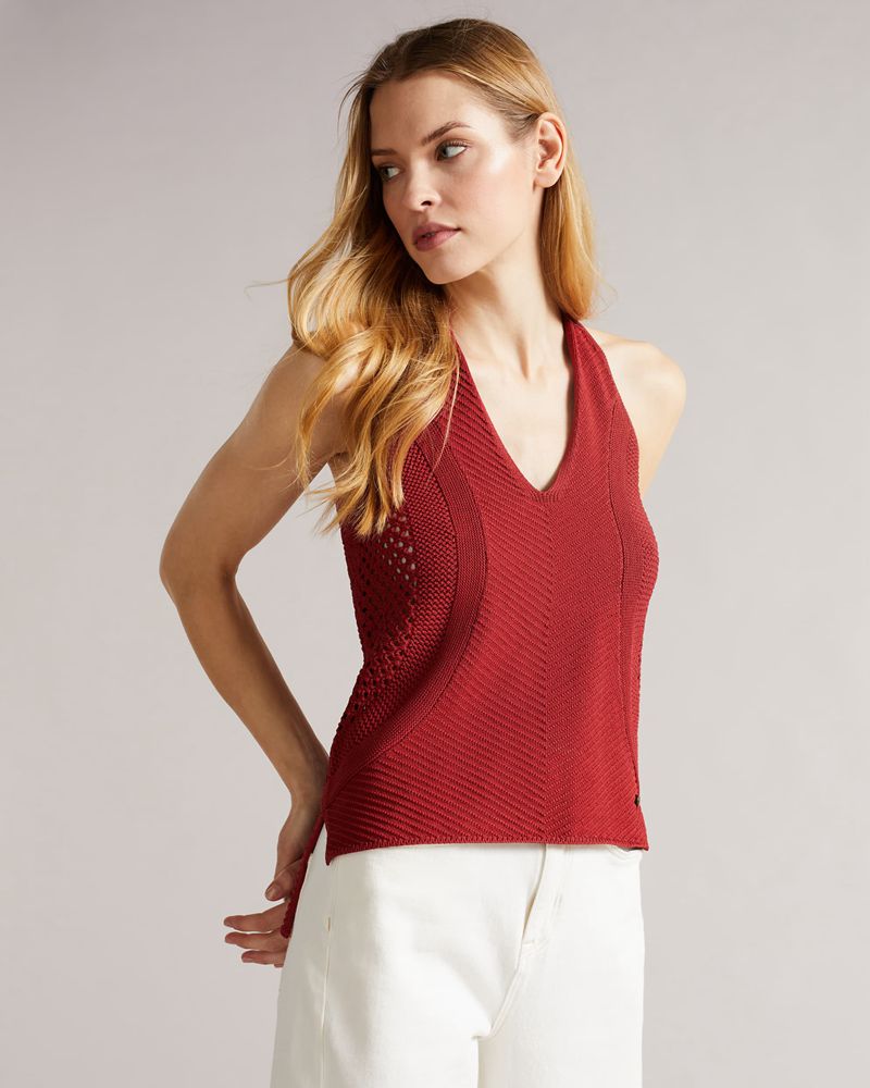 Ted Baker Abrin Crochet V-Neck Blast Dam Bruna | FZJ-024659