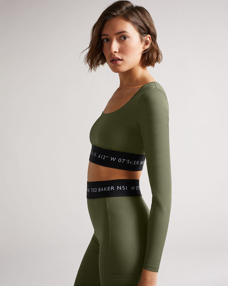 Ted Baker Acamarr Long Sleeve Skinny Scoop Neck Blast Dam Gröna | LEF-903214