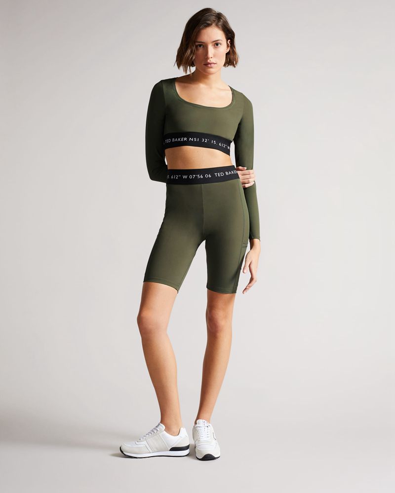 Ted Baker Acamarr Long Sleeve Skinny Scoop Neck Blast Dam Gröna | LEF-903214