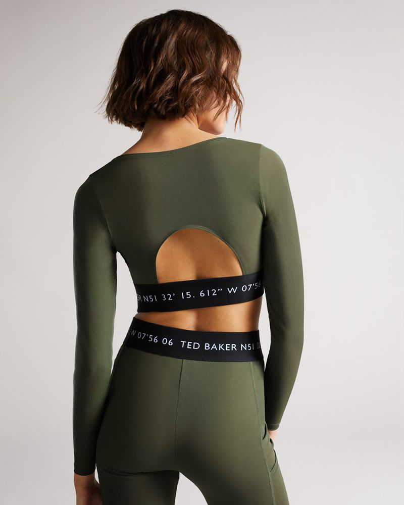 Ted Baker Acamarr Long Sleeve Skinny Scoop Neck Blast Dam Gröna | LEF-903214