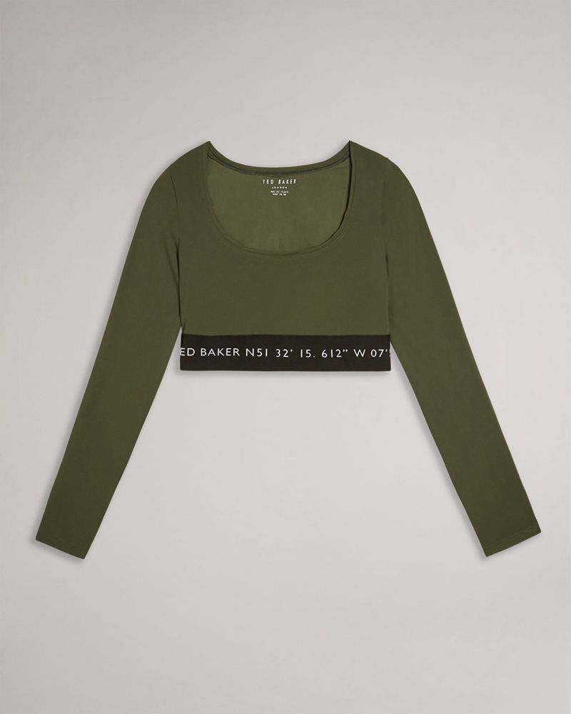 Ted Baker Acamarr Long Sleeve Skinny Scoop Neck Blast Dam Gröna | LEF-903214