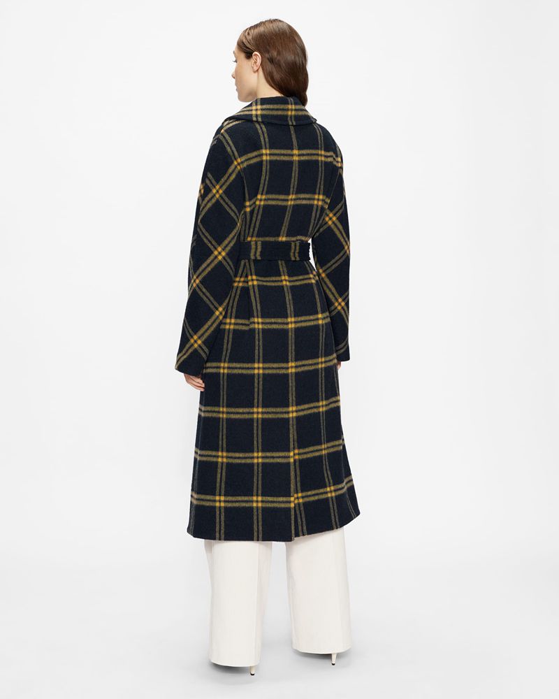 Ted Baker Adelyyn Brushed Wool Checked Rockar Dam Marinblå | MBX-315408
