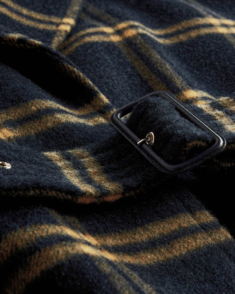 Ted Baker Adelyyn Brushed Wool Checked Rockar Dam Marinblå | MBX-315408