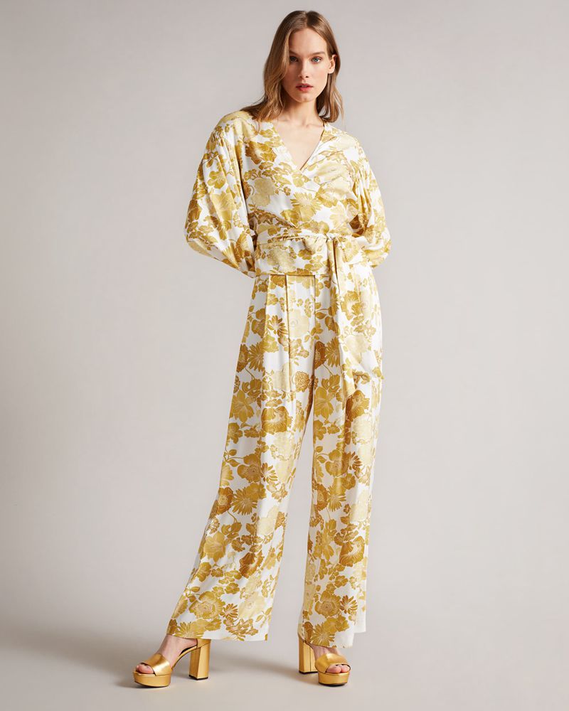 Ted Baker Adissa Wrap With Blouson Full Sleeve Blast Dam Gula | AWU-824765