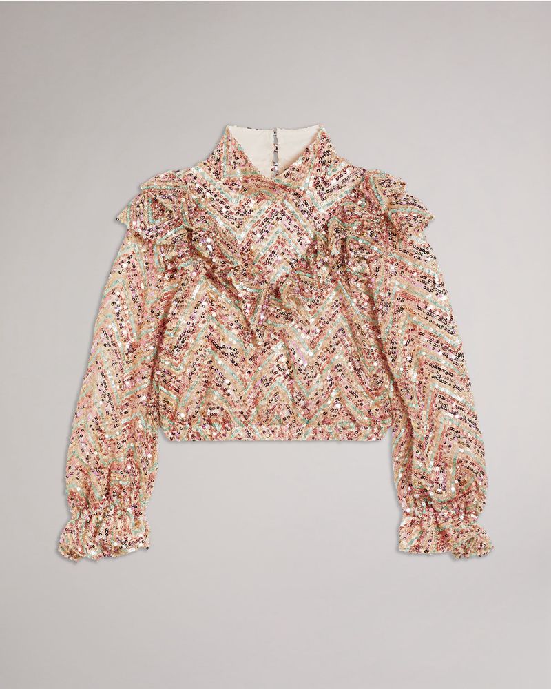 Ted Baker Adomas Multi Sequin Frill Blast Dam Rosa | UOF-768524