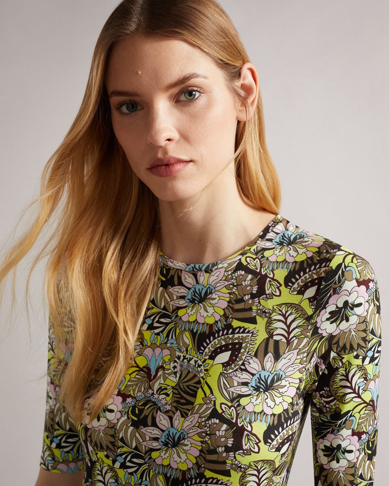 Ted Baker Adria High Neck Printed Blast Dam Gröna | DXM-903867