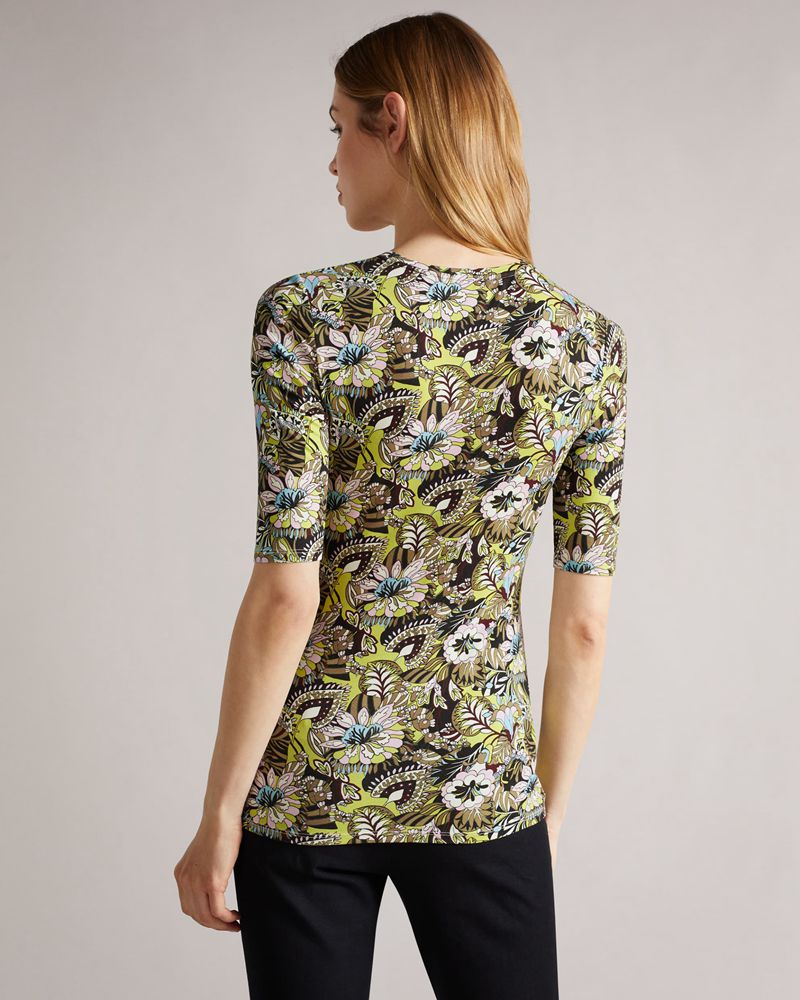 Ted Baker Adria High Neck Printed Blast Dam Gröna | DXM-903867