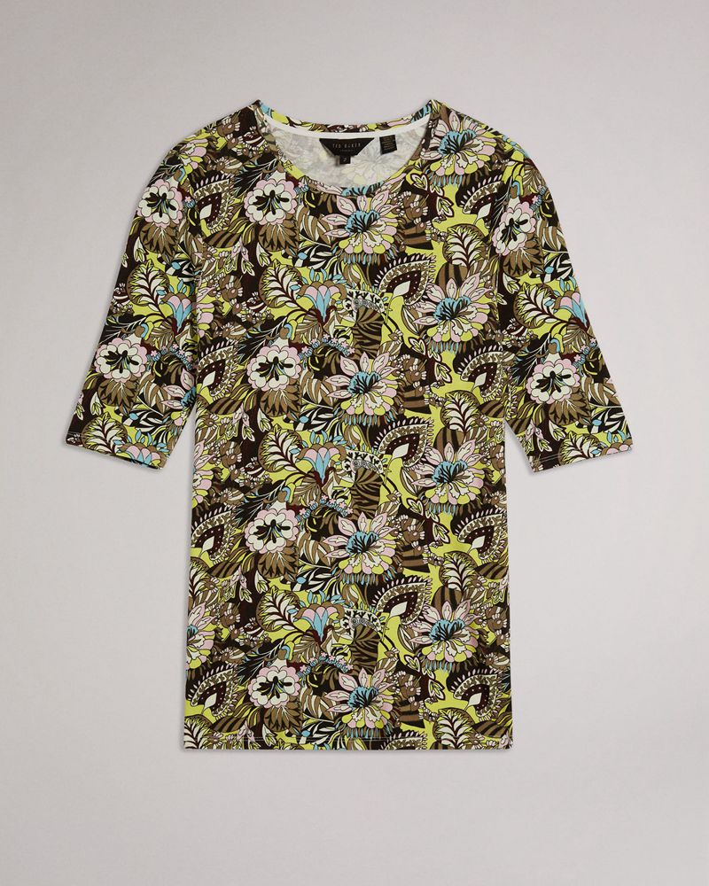 Ted Baker Adria High Neck Printed Blast Dam Gröna | DXM-903867