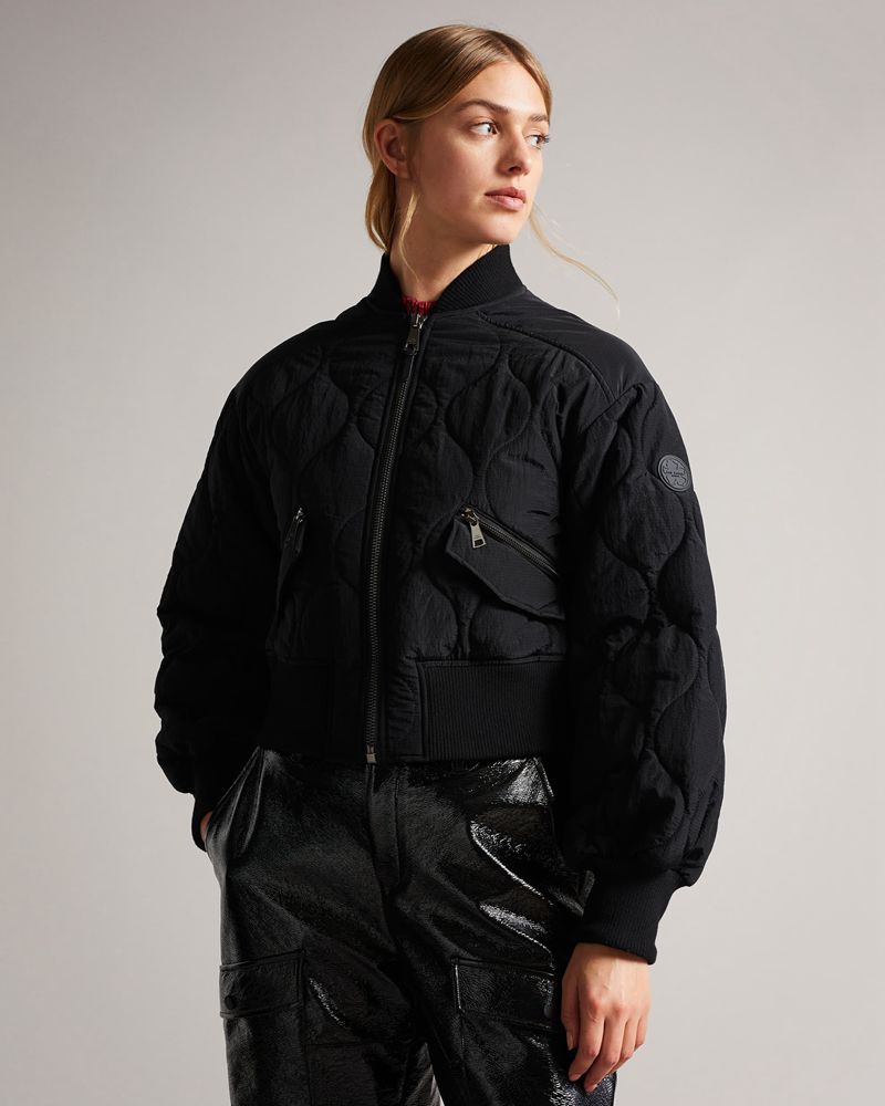 Ted Baker Aelexis Onion Quilted Bomber Jacka Dam Svarta | KEJ-721843