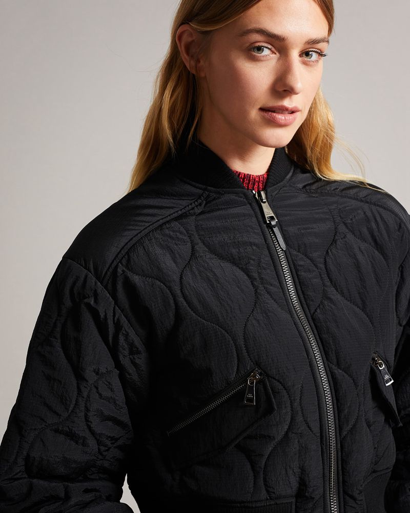 Ted Baker Aelexis Onion Quilted Bomber Jacka Dam Svarta | KEJ-721843
