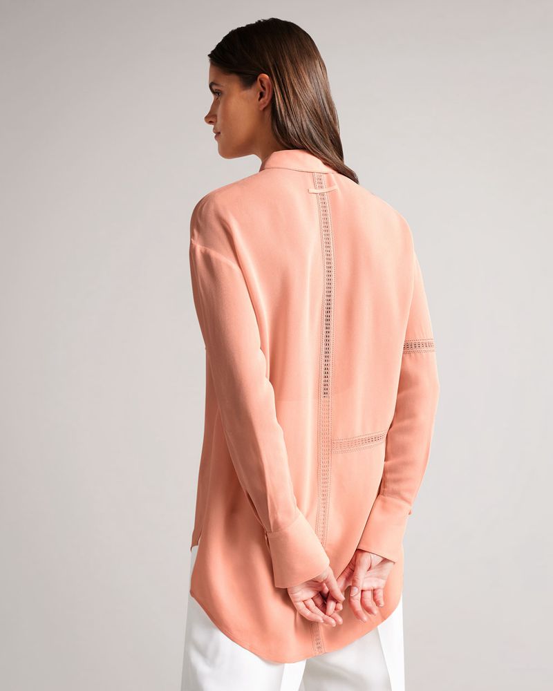 Ted Baker Agniss Spets Insert Longline Blast Dam Rosa | MTQ-207639