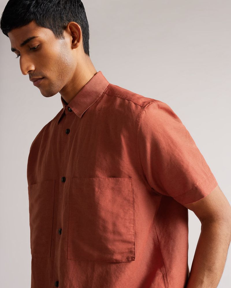Ted Baker Ailiss Ss Double Pocket Skjorta Herr Orange | DFU-304687