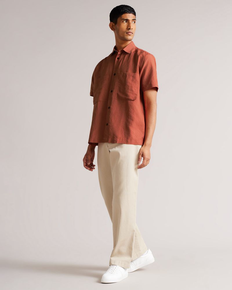Ted Baker Ailiss Ss Double Pocket Skjorta Herr Orange | DFU-304687
