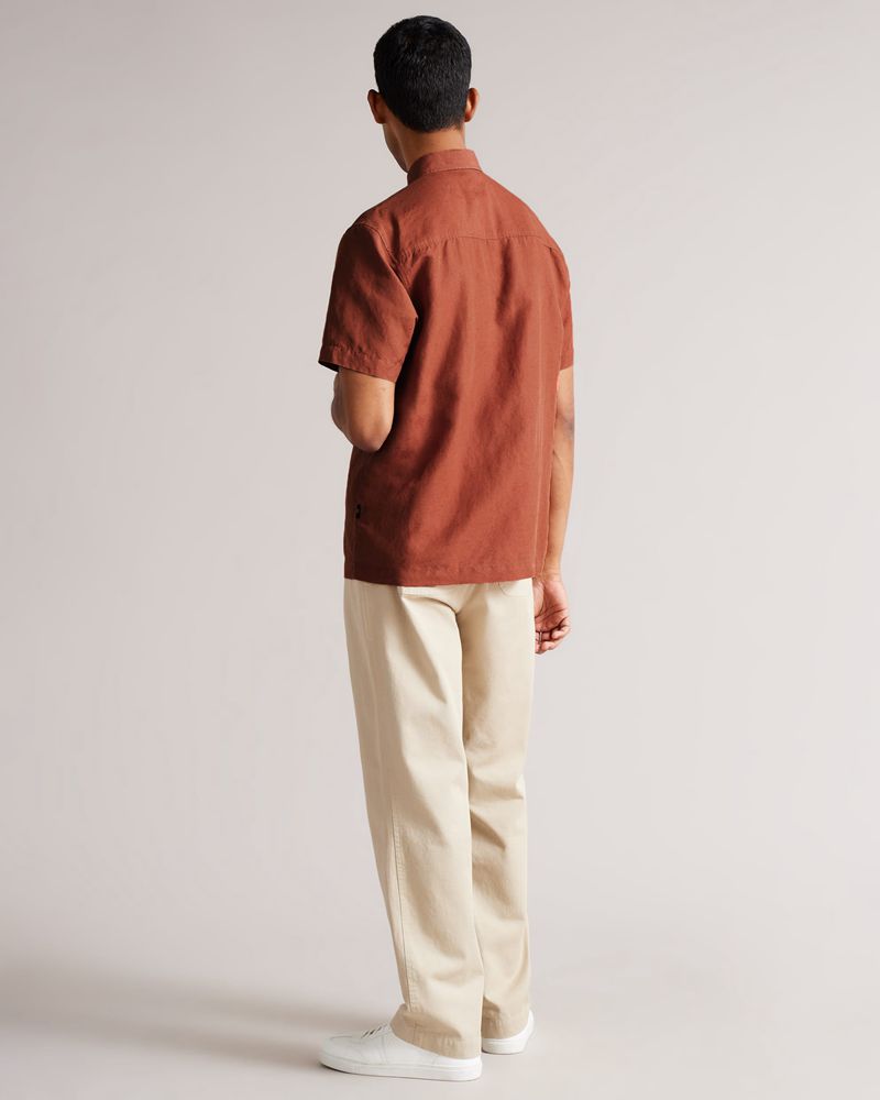 Ted Baker Ailiss Ss Double Pocket Skjorta Herr Orange | DFU-304687