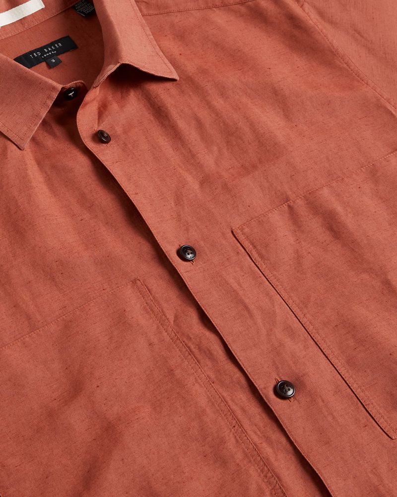Ted Baker Ailiss Ss Double Pocket Skjorta Herr Orange | DFU-304687