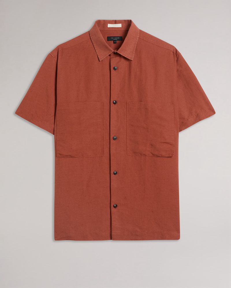 Ted Baker Ailiss Ss Double Pocket Skjorta Herr Orange | DFU-304687