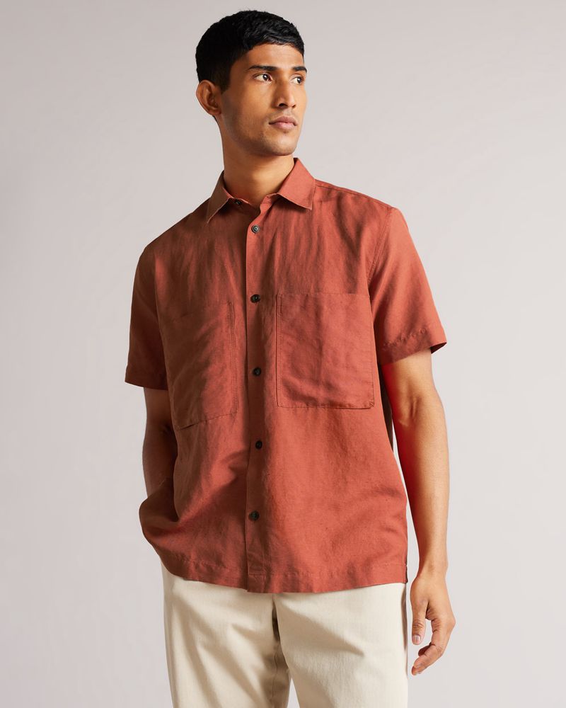 Ted Baker Ailiss Ss Double Pocket Skjorta Herr Orange | DFU-304687