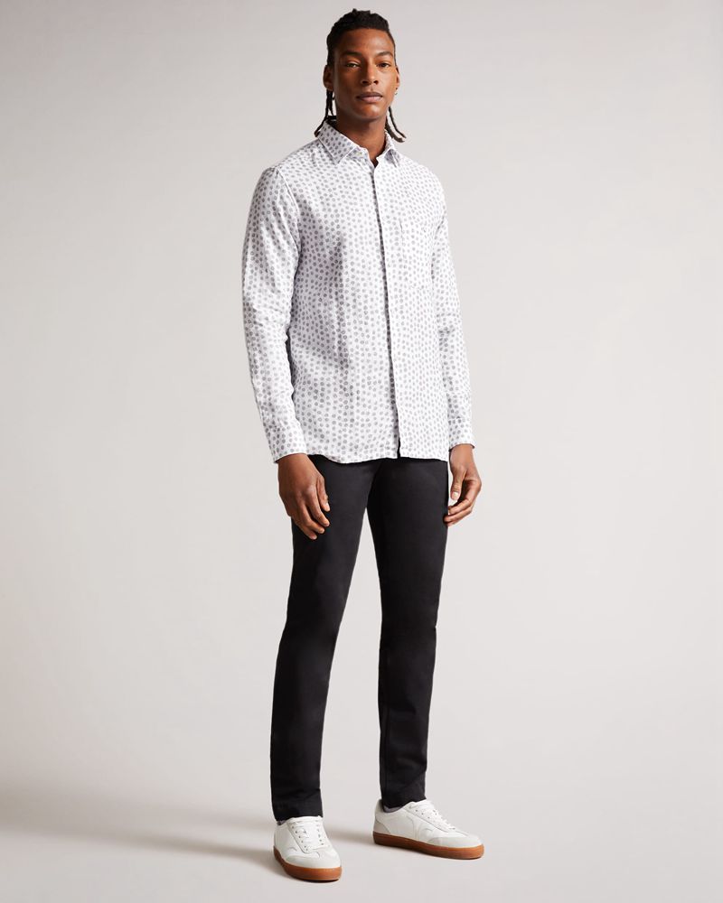 Ted Baker Aillon Long Sleeve Spot Print Skjorta Herr Gray | WKJ-372561