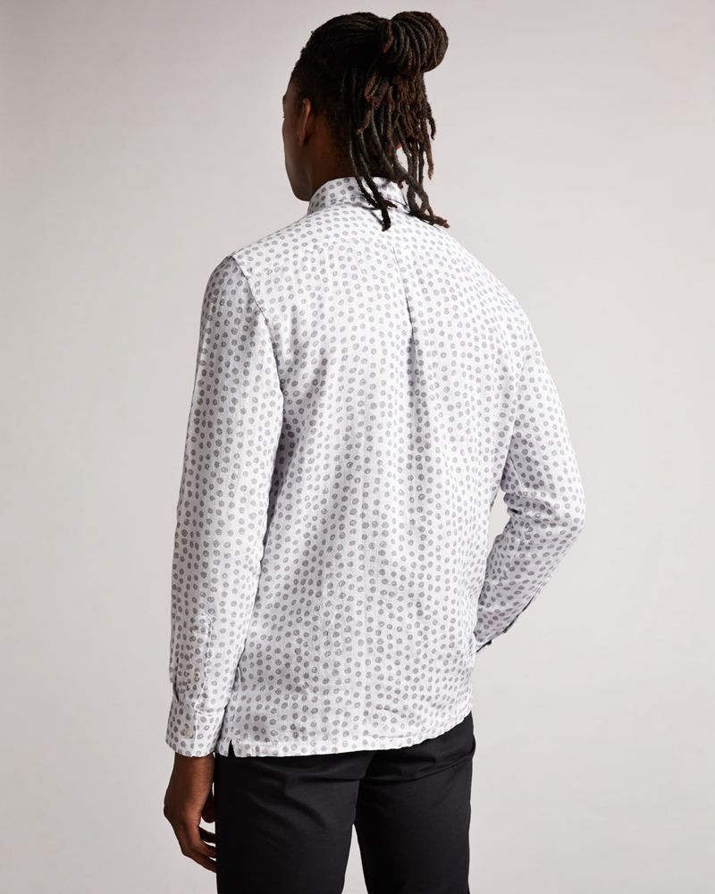 Ted Baker Aillon Long Sleeve Spot Print Skjorta Herr Gray | WKJ-372561