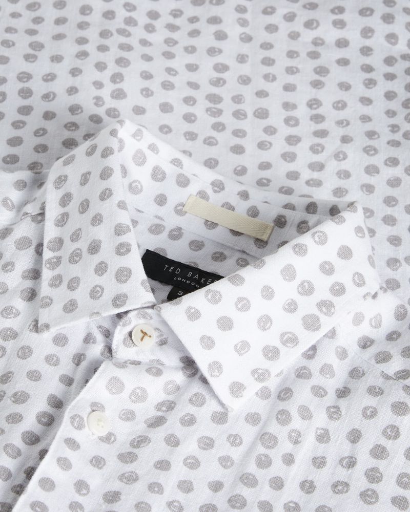 Ted Baker Aillon Long Sleeve Spot Print Skjorta Herr Gray | WKJ-372561
