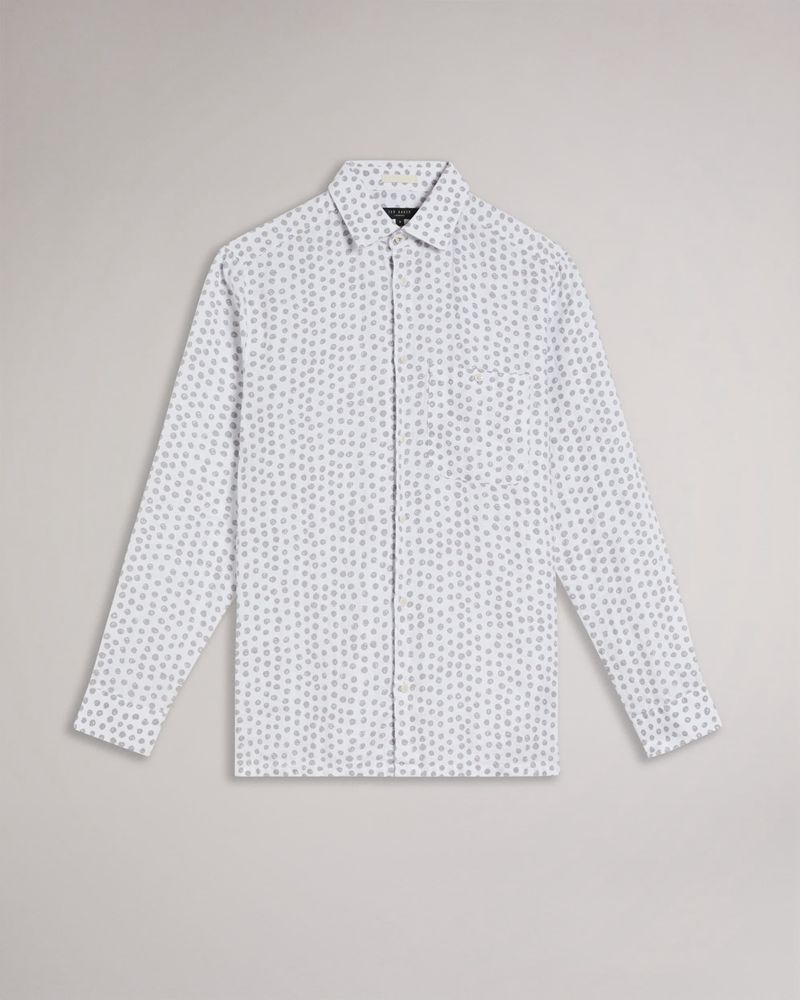 Ted Baker Aillon Long Sleeve Spot Print Skjorta Herr Gray | WKJ-372561