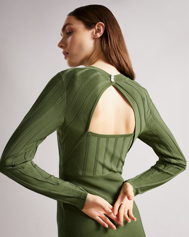 Ted Baker Aimyy Open Back Knit Klänning Dam Gröna | ZYU-728145