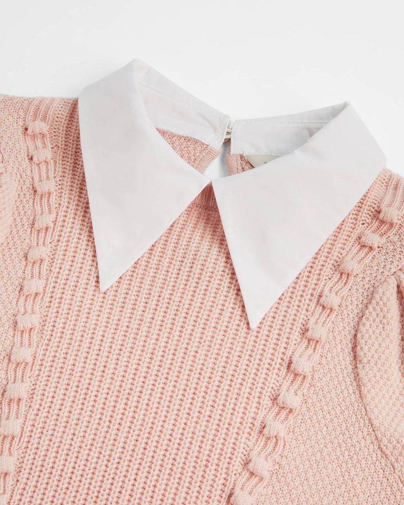 Ted Baker Aledina Knit With Collar Detail Blast Dam Rosa | IRV-142380