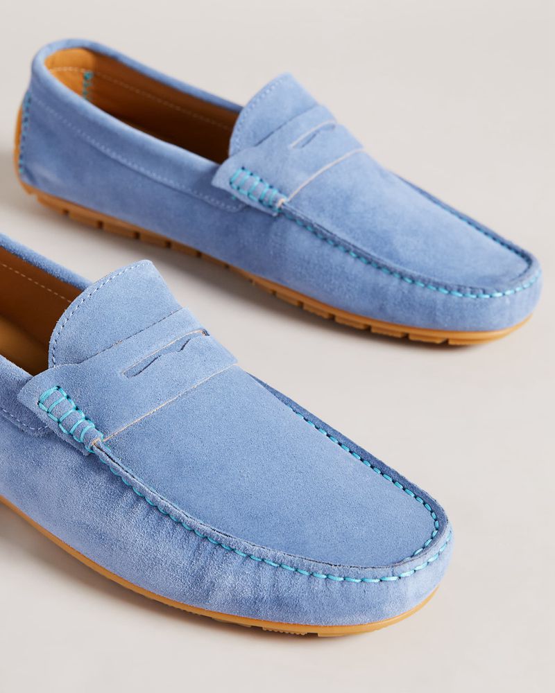Ted Baker Allbert Mocka Driving Loafers Herr Blå | BPU-053418