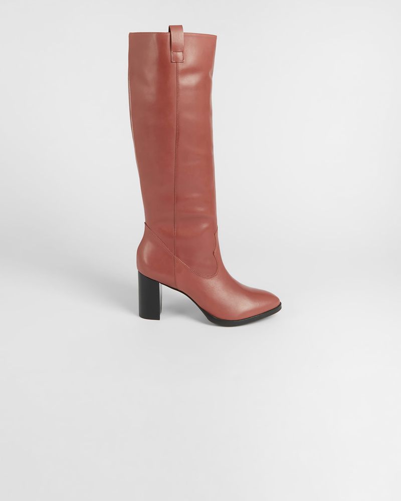 Ted Baker Allisan Läder Block Knee-Lengths Höga Klackar Dam Rosa | UDI-265704