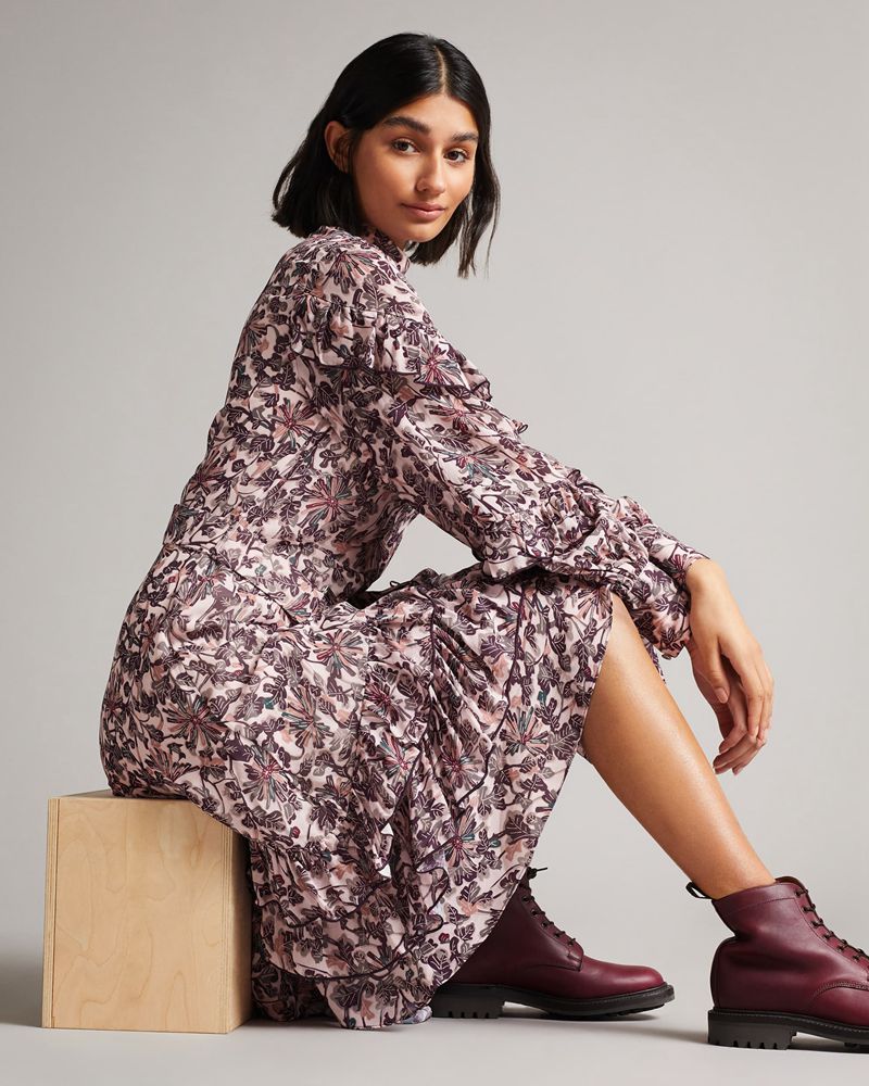 Ted Baker Alvvaa Gathered Layered Klänning Dam Rosa | WCS-941068