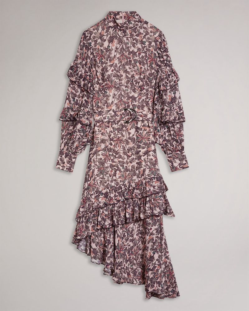 Ted Baker Alvvaa Gathered Layered Klänning Dam Rosa | WCS-941068