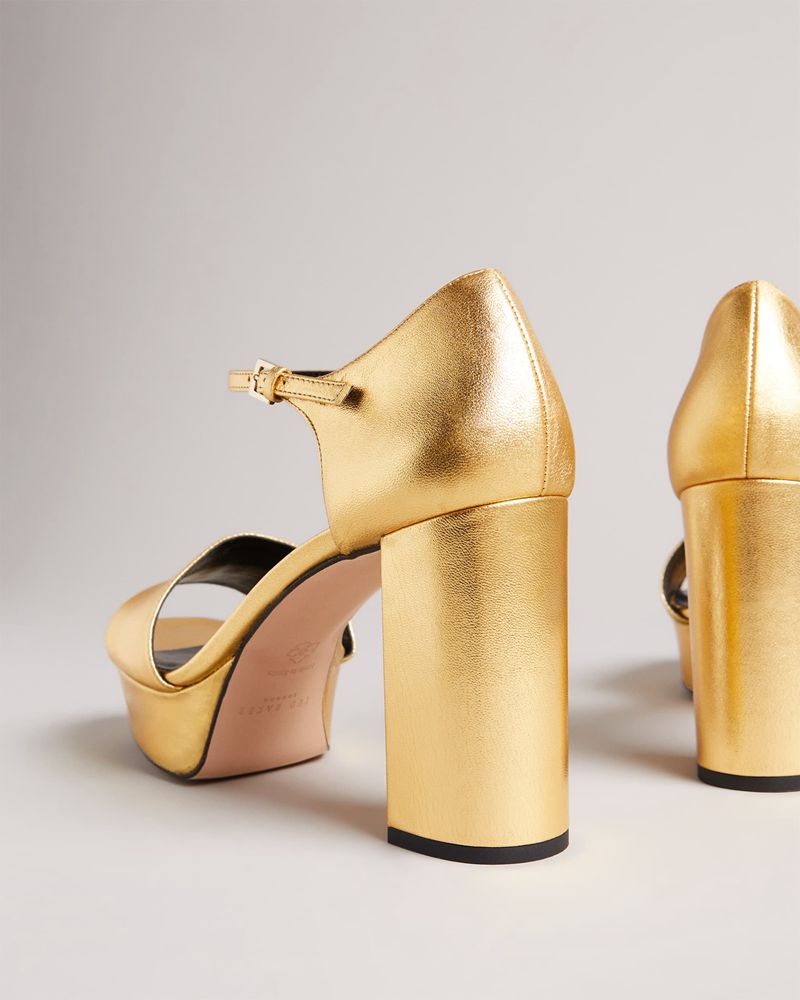 Ted Baker Amabele Metallic Platform Höga Klackar Dam Guld | GAY-716982