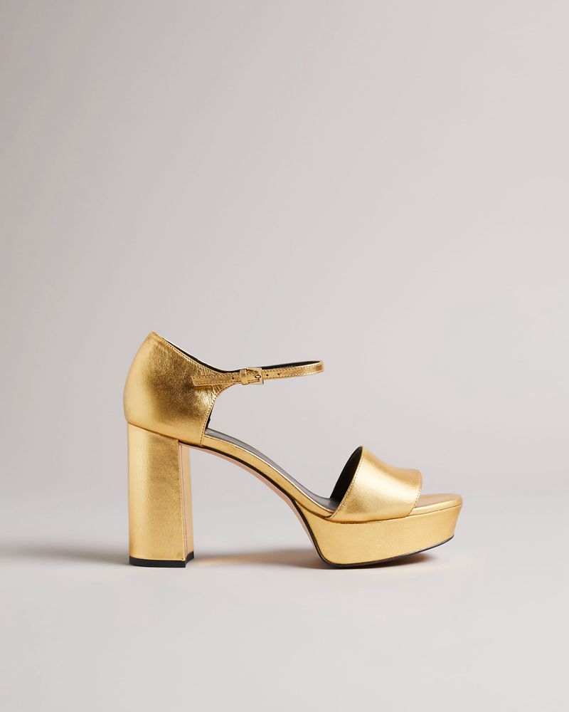 Ted Baker Amabele Metallic Platform Höga Klackar Dam Guld | GAY-716982