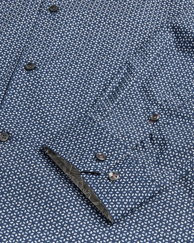 Ted Baker Ambss Slim Fit Dot Print Skjorta Herr Marinblå | NJA-207341