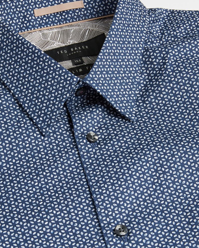 Ted Baker Ambss Slim Fit Dot Print Skjorta Herr Marinblå | NJA-207341