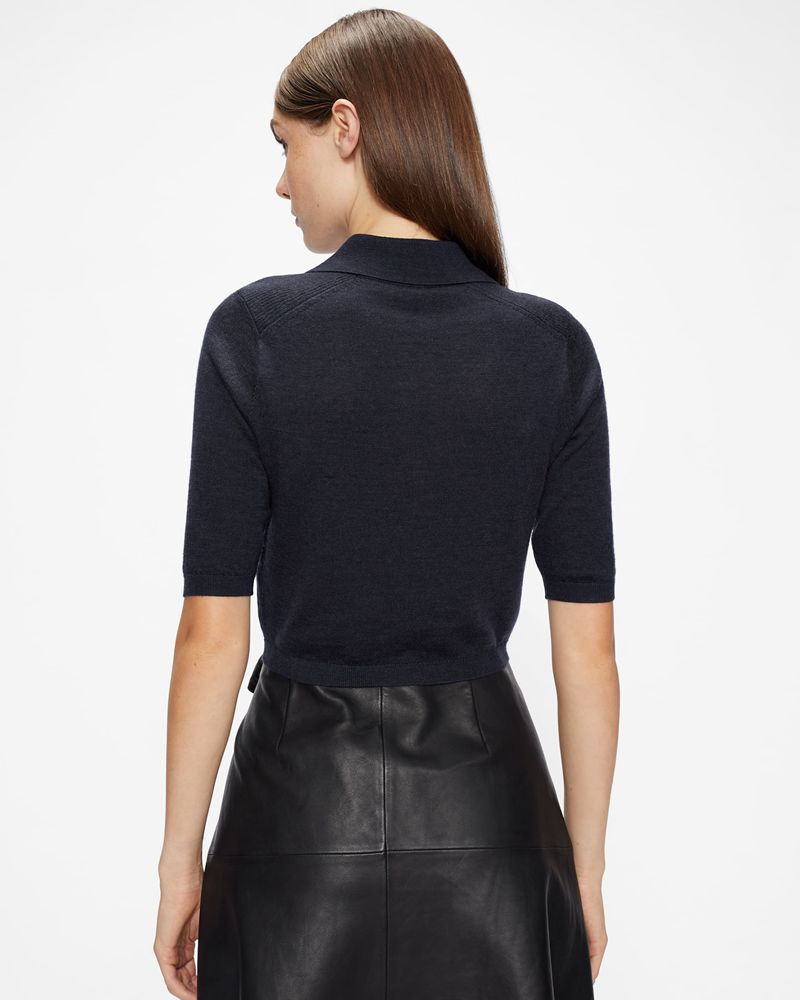 Ted Baker Ameliya Merino Wool Polo Stickat Dam Marinblå | KCF-039178