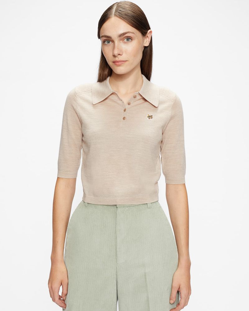 Ted Baker Ameliya Merino Wool Polo Stickat Dam Bruna | KOJ-178523