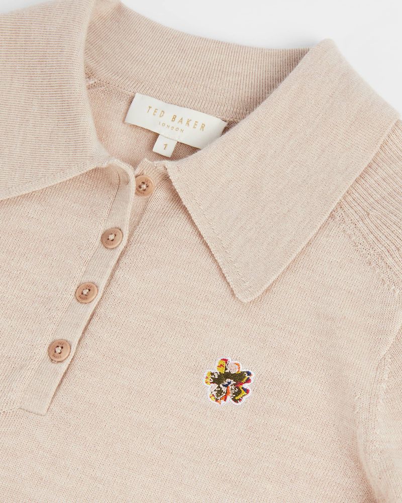 Ted Baker Ameliya Merino Wool Polo Stickat Dam Bruna | KOJ-178523