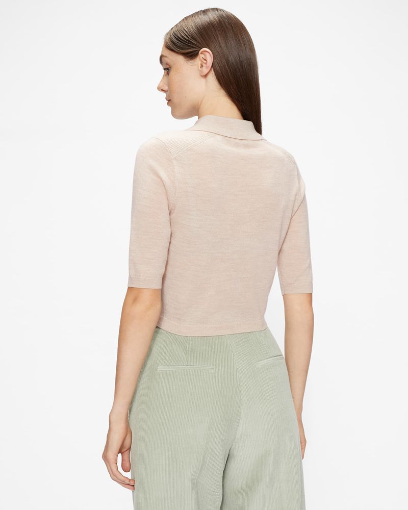 Ted Baker Ameliya Merino Wool Polo Stickat Dam Bruna | KOJ-178523