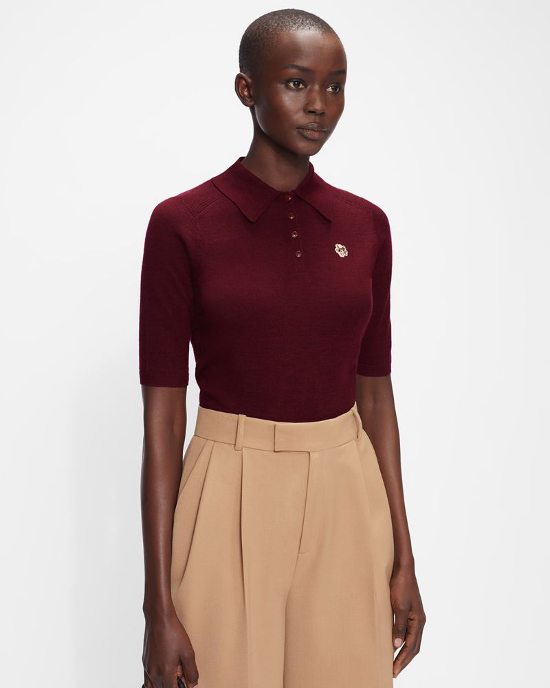 Ted Baker Ameliya Merino Wool Polo Stickat Dam Svarta | ZYB-104678