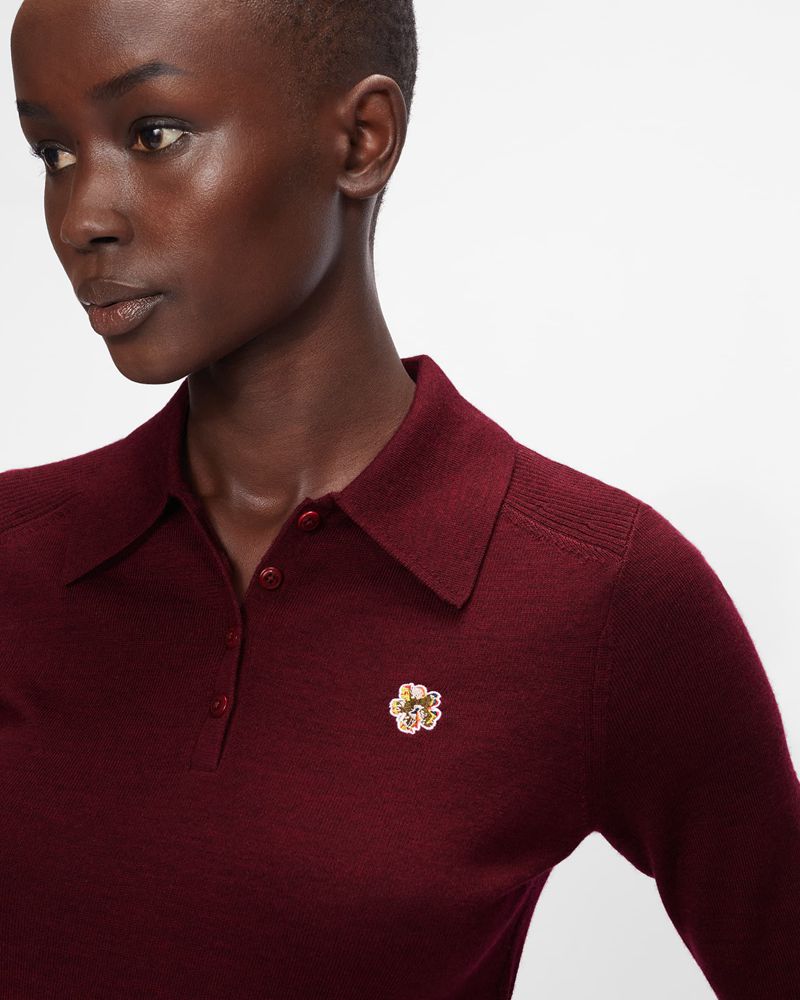 Ted Baker Ameliya Merino Wool Polo Stickat Dam Svarta | ZYB-104678