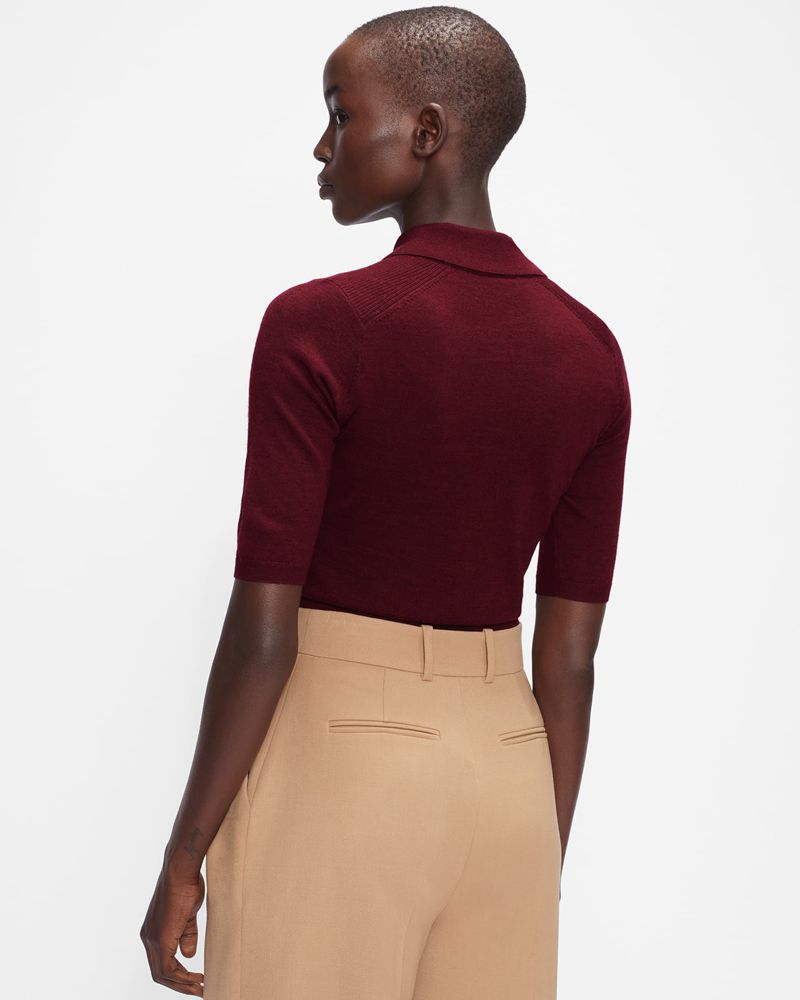 Ted Baker Ameliya Merino Wool Polo Stickat Dam Svarta | ZYB-104678