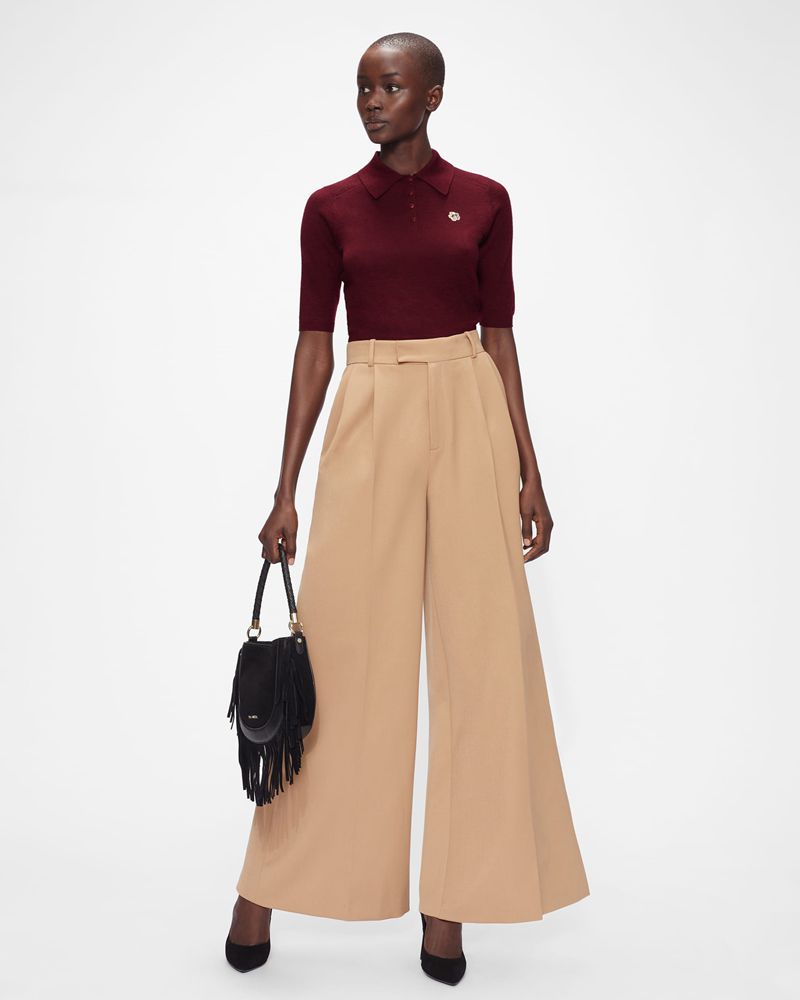Ted Baker Ameliya Merino Wool Polo Stickat Dam Svarta | ZYB-104678