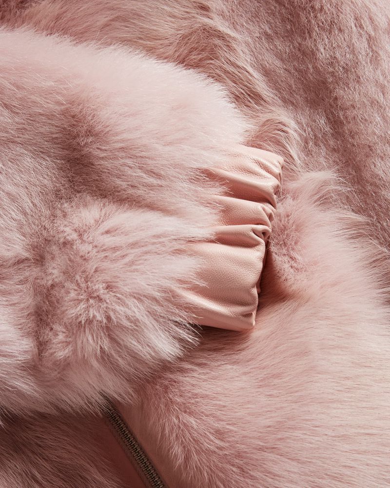 Ted Baker Amerie Sheepskin Hoodie Jacka Dam Rosa | TRG-690721