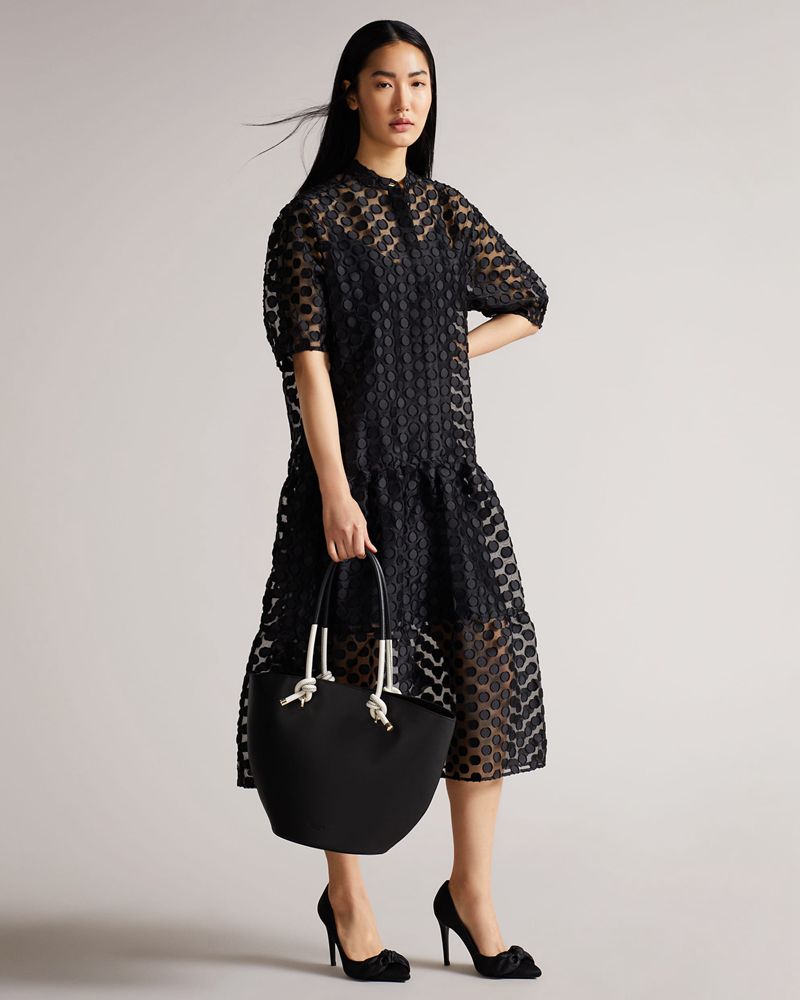 Ted Baker Ammela Rope Handle Tote Väska Dam Svarta | LED-413658