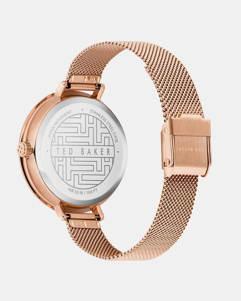 Ted Baker Ammiar Floral Dial Mesh Rem Klocka Dam Rosegold | MCZ-345871