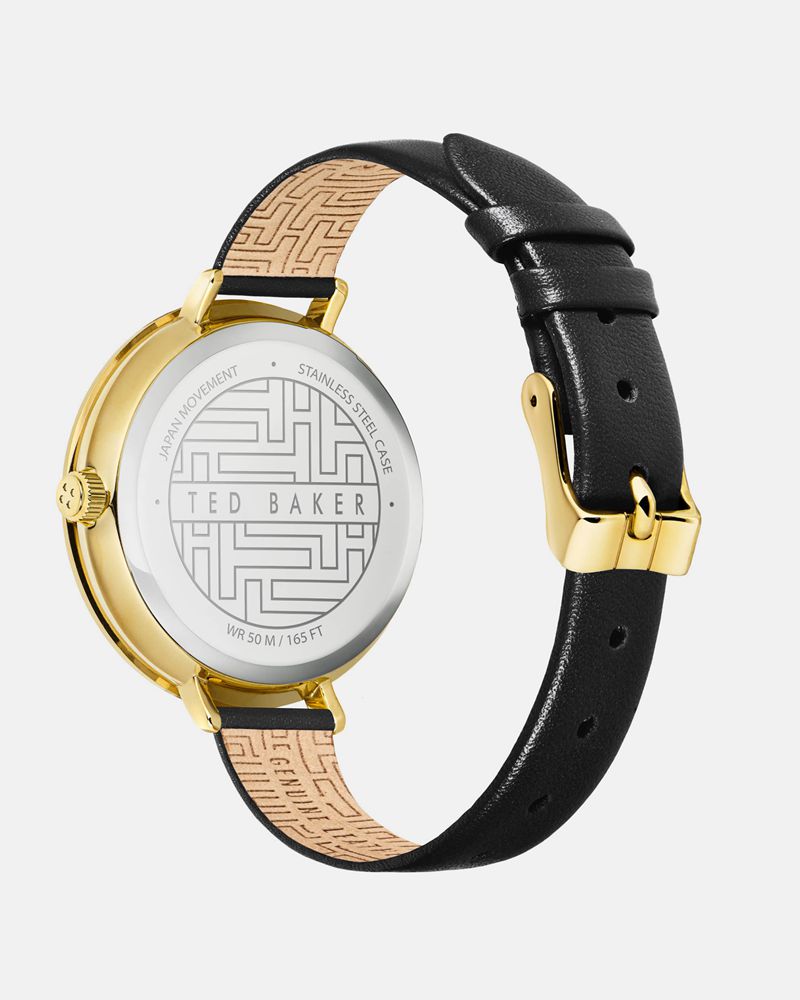 Ted Baker Ammyb Floral Dial Läder Rem Klocka Dam Svarta | JDR-571983