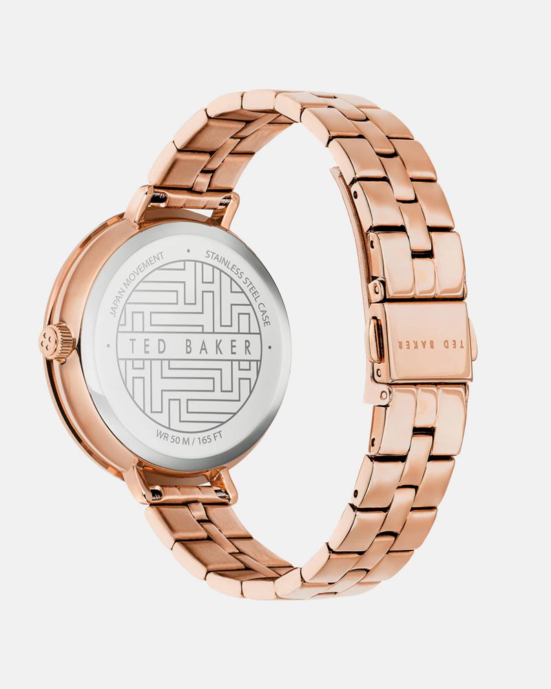 Ted Baker Ammyflo Floral Dial Link Rem Klocka Dam Rosegold | ZTM-487926